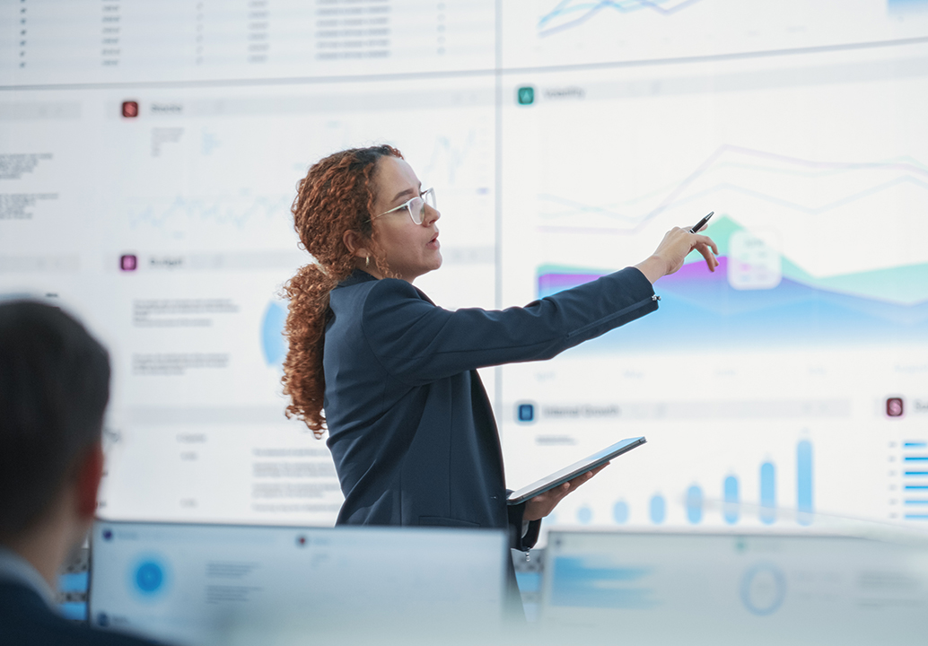 Woman presenting data